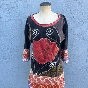 Bohemian Dress Art to wear tunic fairy goblincore Womens Large